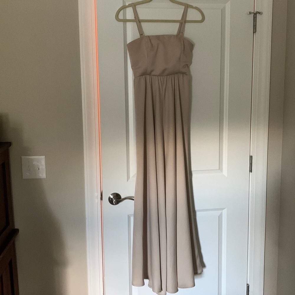 LBHLDN ELSIE STRAIGHT-NECK SATIN A-LINE GOWN size 2